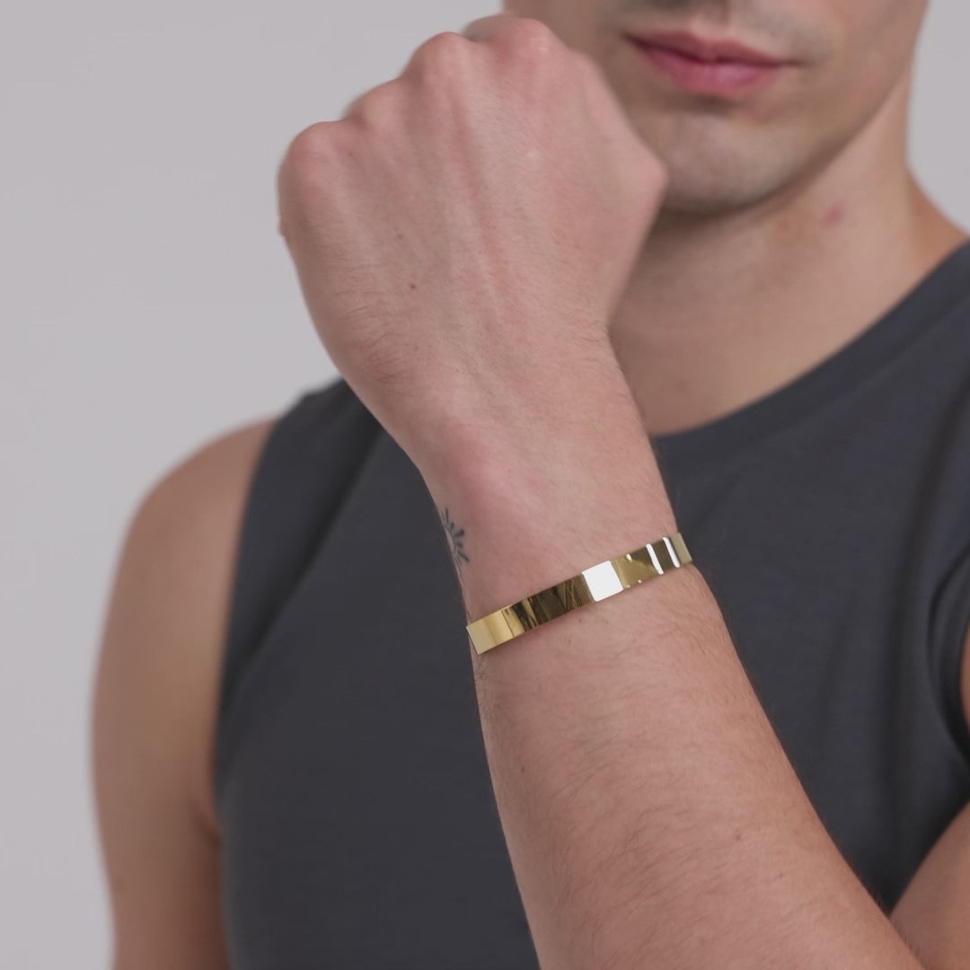 Men's Gold Plated Stainless Steel Cuff Bracelet Video