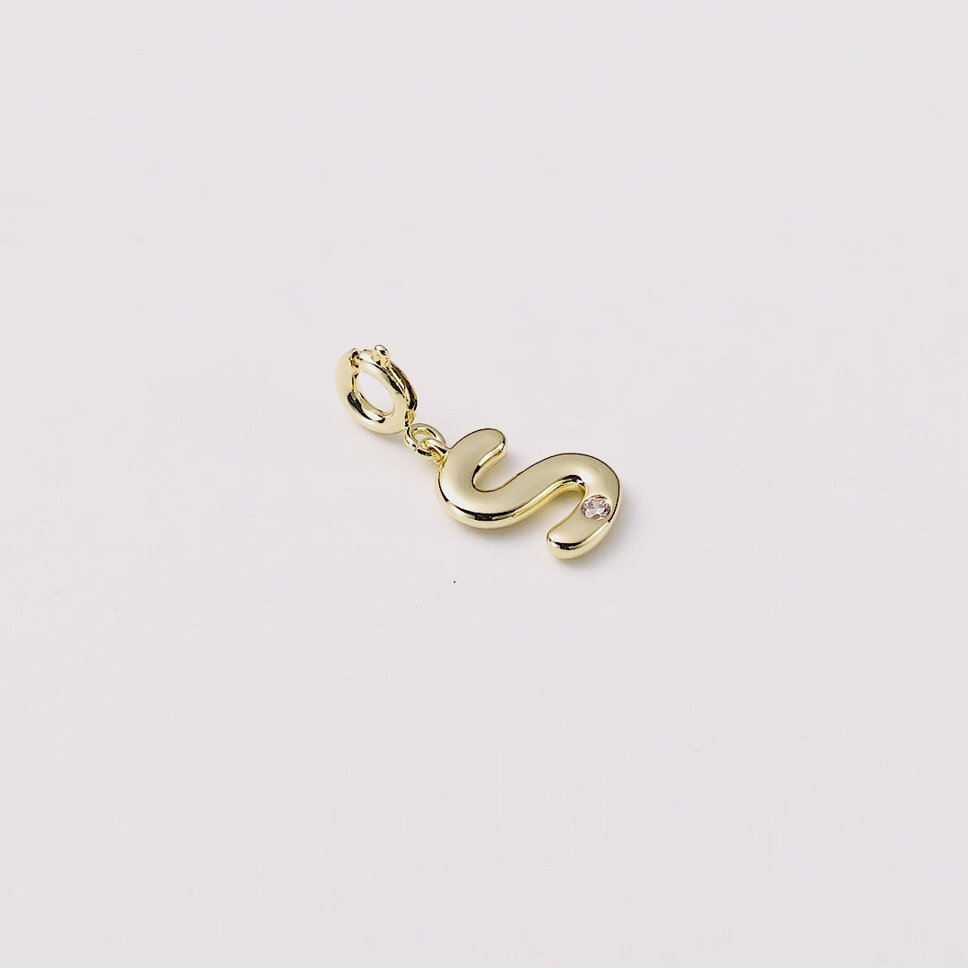 18k Gold Plated Clip On Initial Charms Letter A-Z Created with Zircondia® Crystals