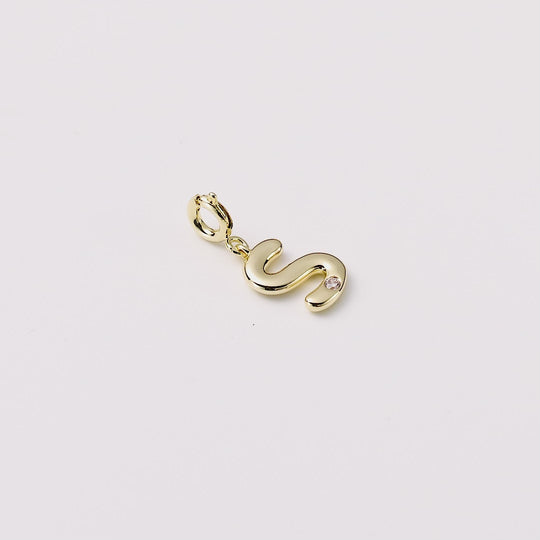 18k Gold Plated Clip On Initial Charms Letter A-Z Created with Zircondia® Crystals