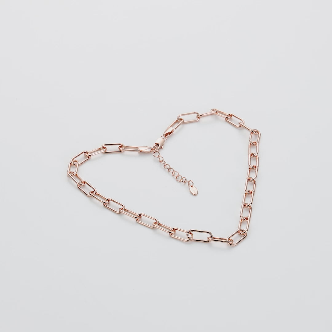 Rose Gold Plated Paperclip Necklace