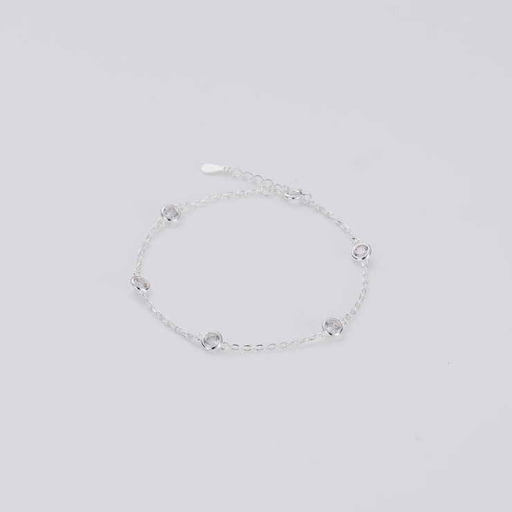 Sterling Silver 5 Stone Bracelet Created with Zircondia® Crystals