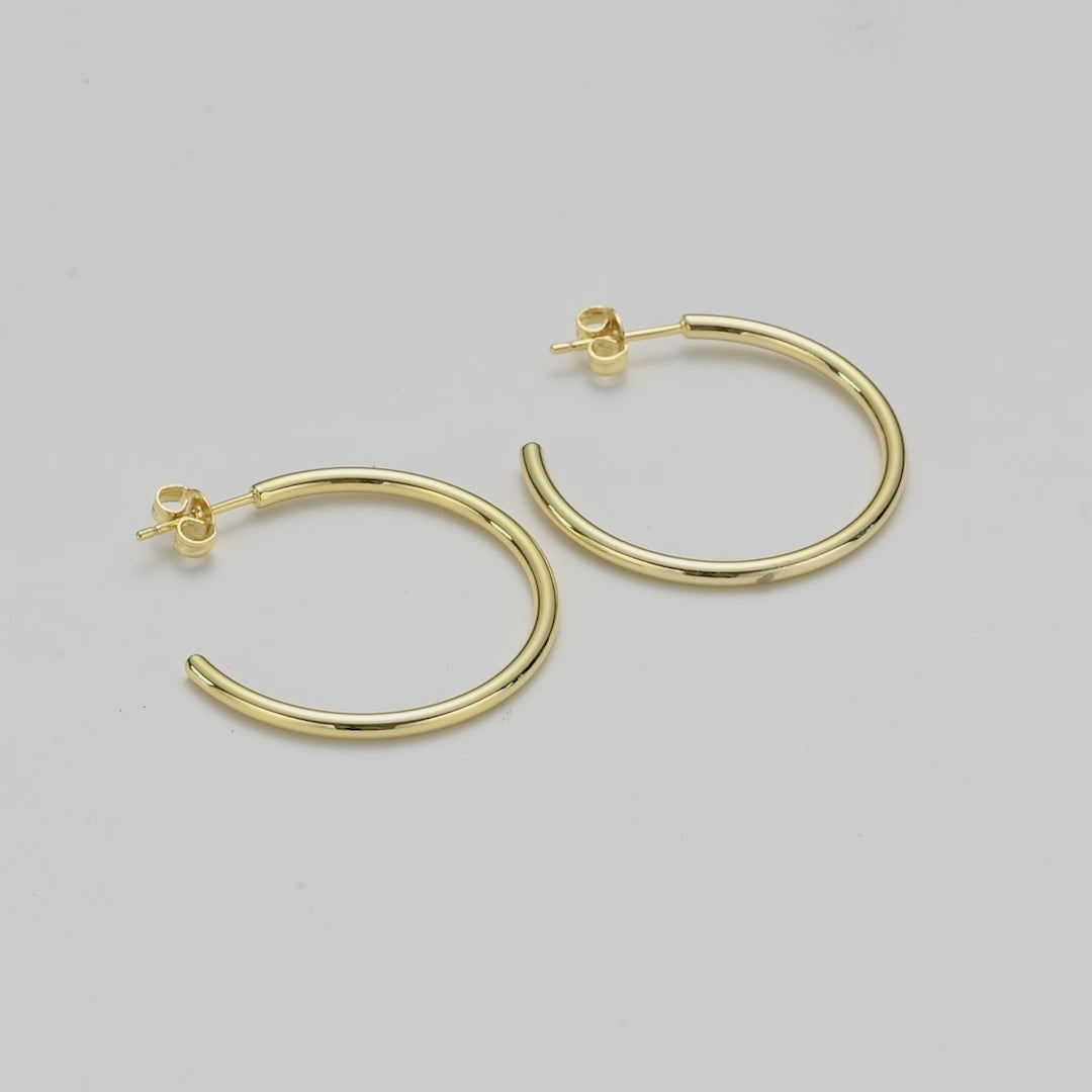 Gold Plated Round Hoop Earrings Video