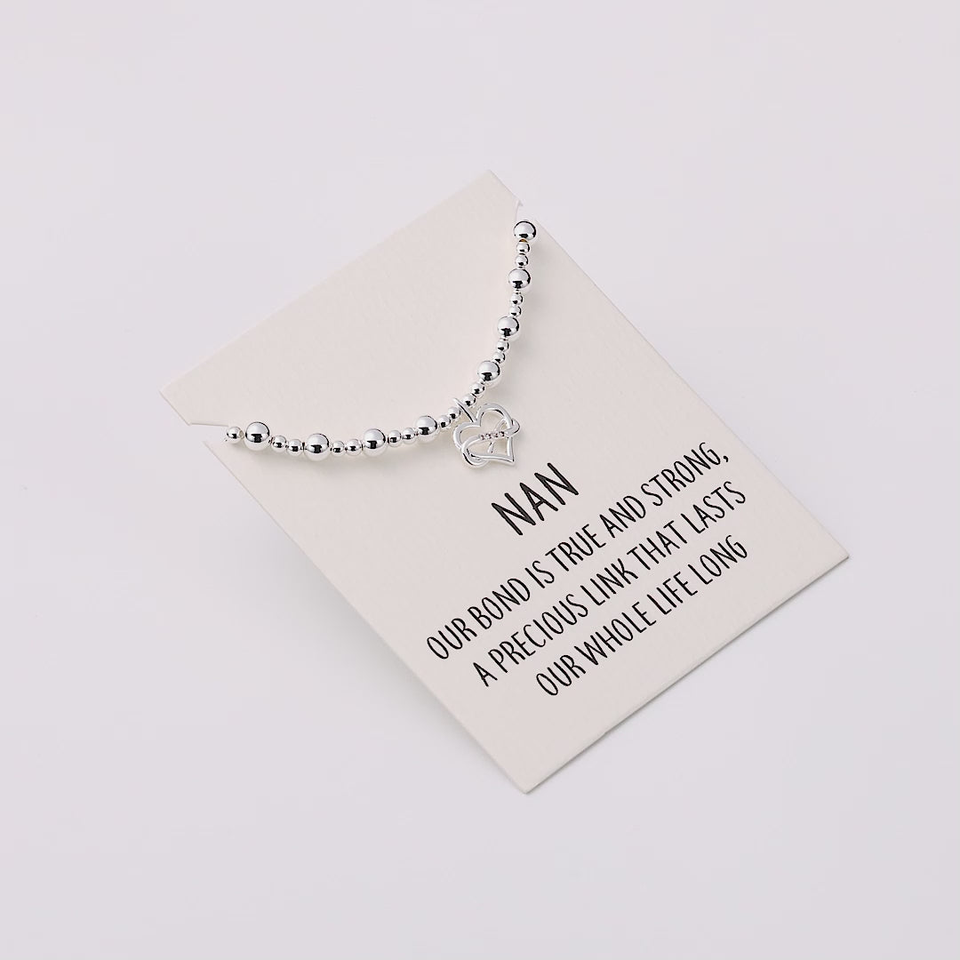 Nan Infinity Heart Beaded Stretch Bracelet with Quote Card