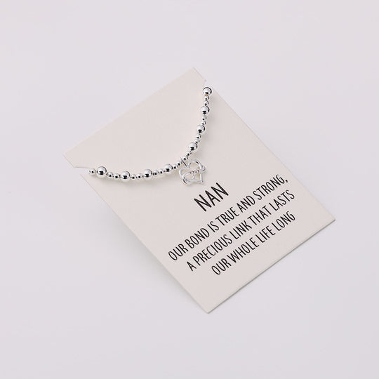 Nan Infinity Heart Beaded Stretch Bracelet with Quote Card