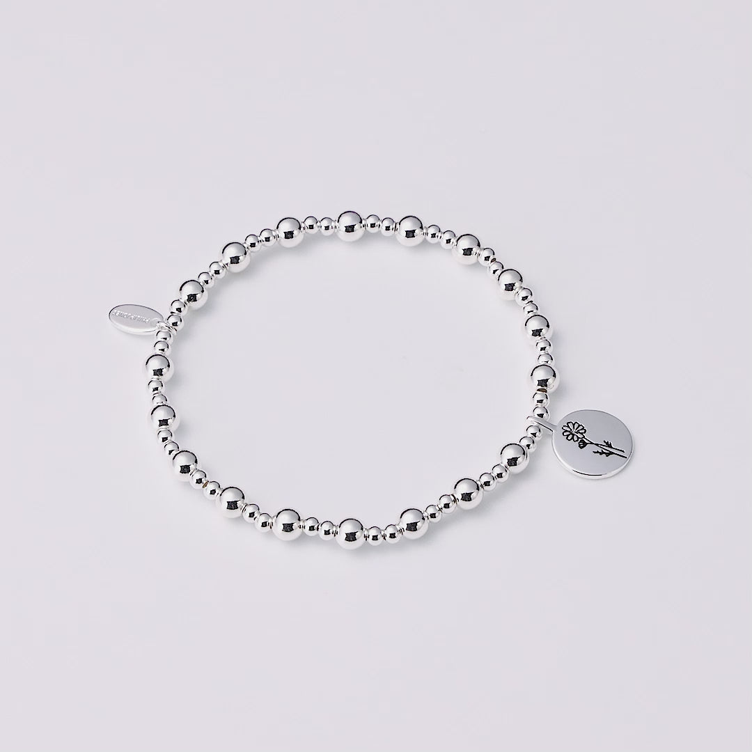 October Birth Flower Cosmos Beaded Stretch Bracelet