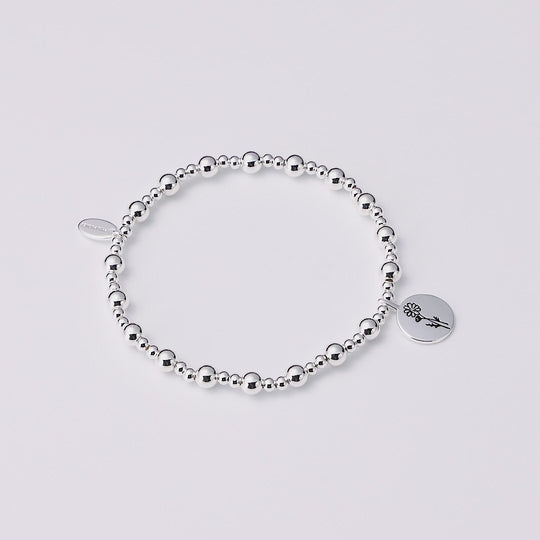 October Birth Flower Cosmos Beaded Stretch Bracelet