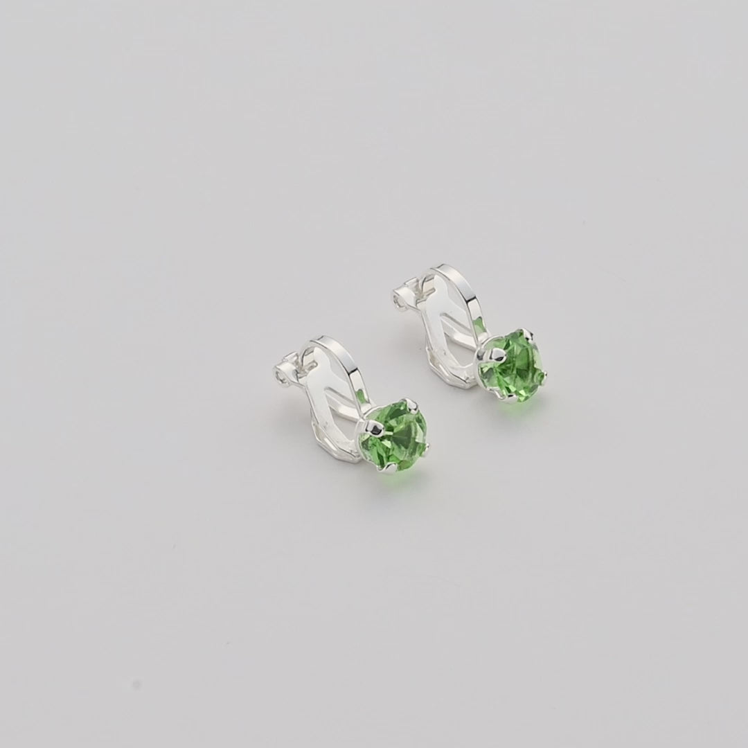 August (Peridot) Birthstone Clip On Earrings Created with Zircondia® Crystals Video