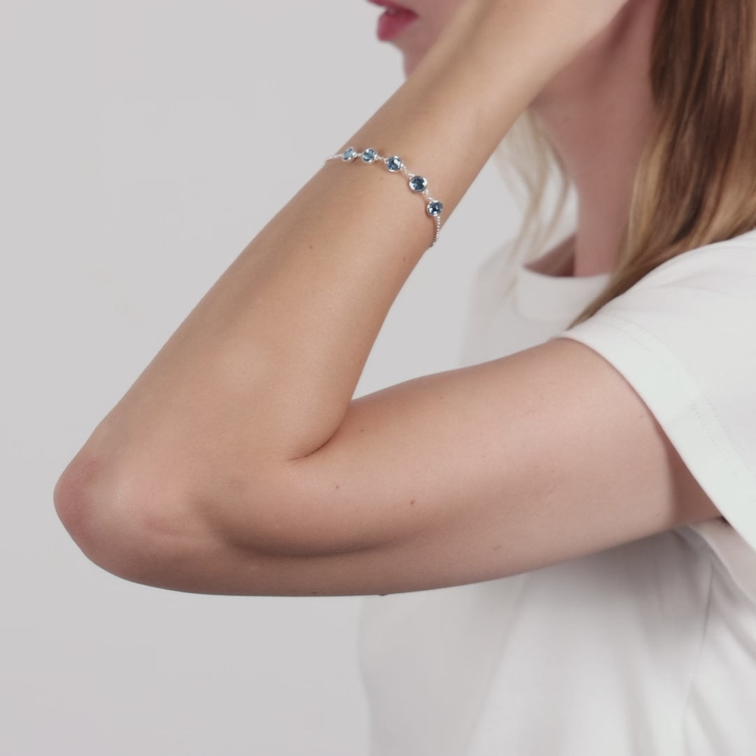 Light Blue Crystal Chain Bracelet Created with Zircondia® Crystals