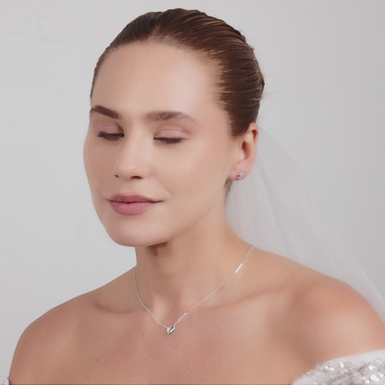 Sterling Silver Bridal Heart Set