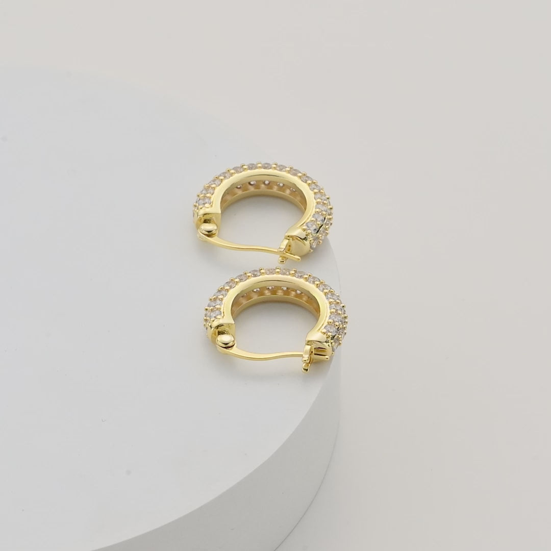 Gold Plated 20mm Pave Hoop Earrings Created with Zircondia® Crystals Video