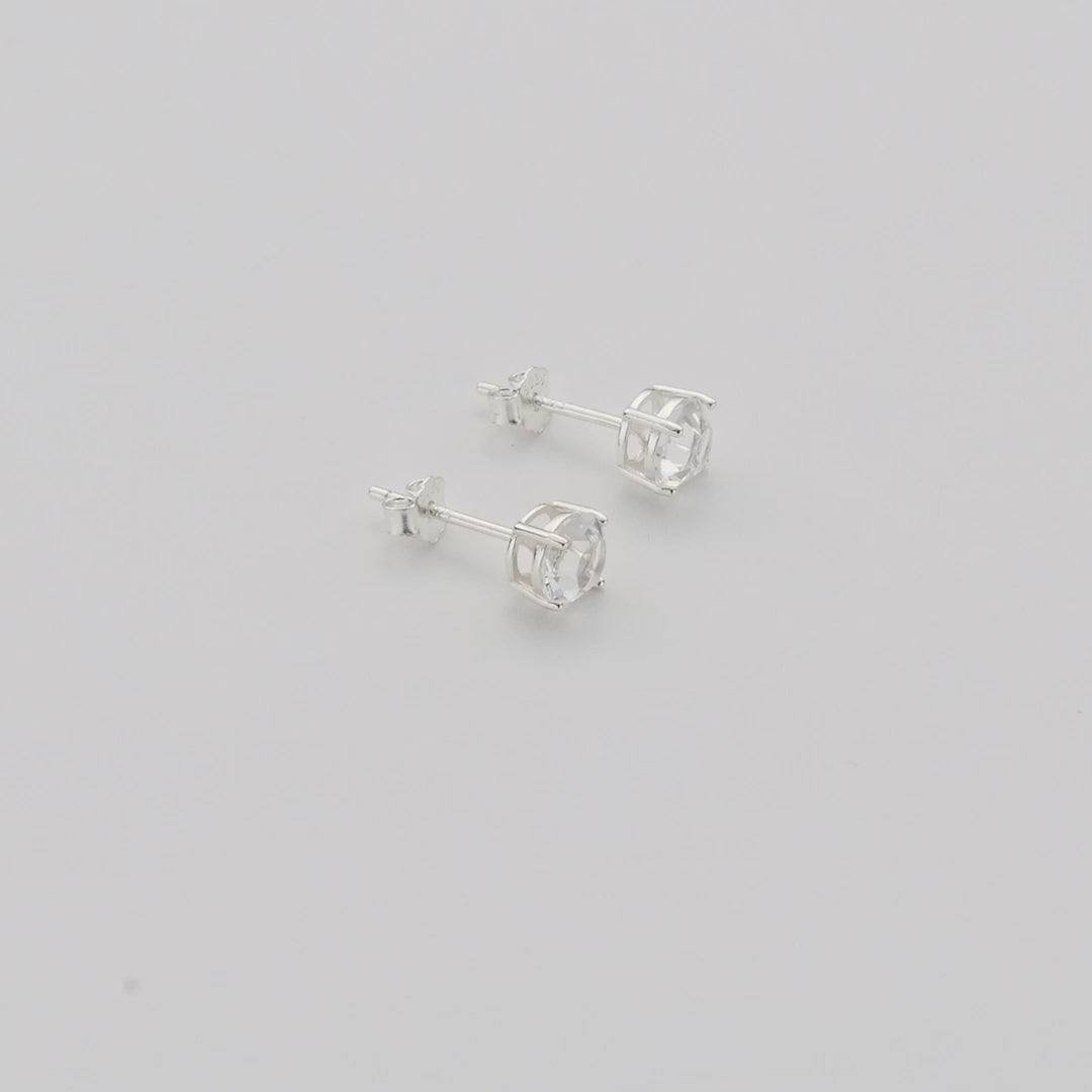 Sterling Silver April (Diamond) Birthstone Earrings Created with Zircondia® Crystals Video