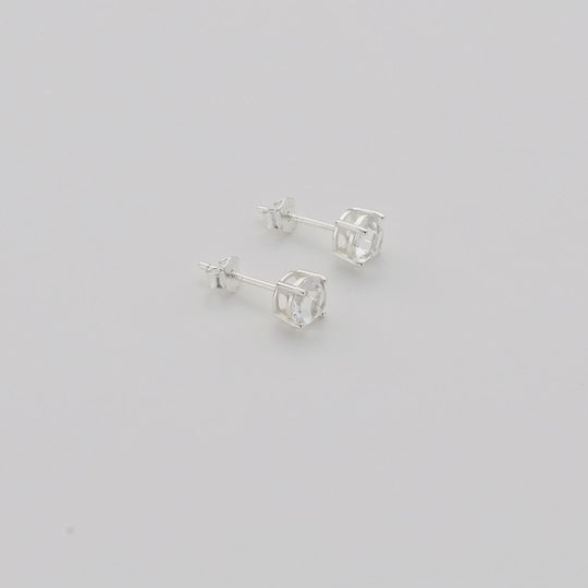 Sterling Silver April (Diamond) Birthstone Earrings Created with Zircondia® Crystals Video