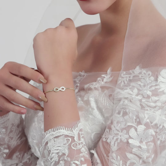 Gold Plated I Couldn't Say I Do Without You Infinity Friendship Bracelet with Zircondia® Crystals