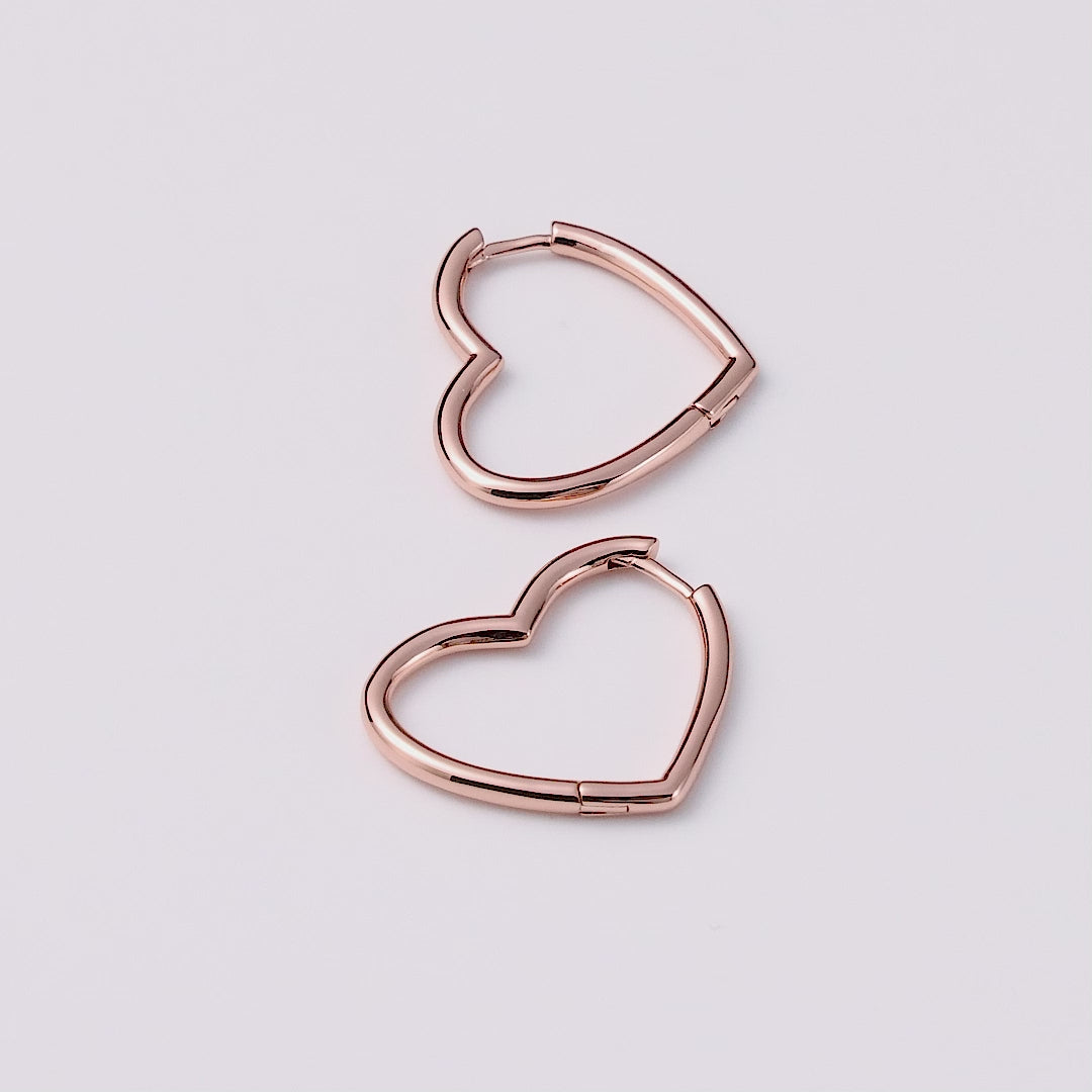 Rose Gold Plated Heart Hoop Earrings