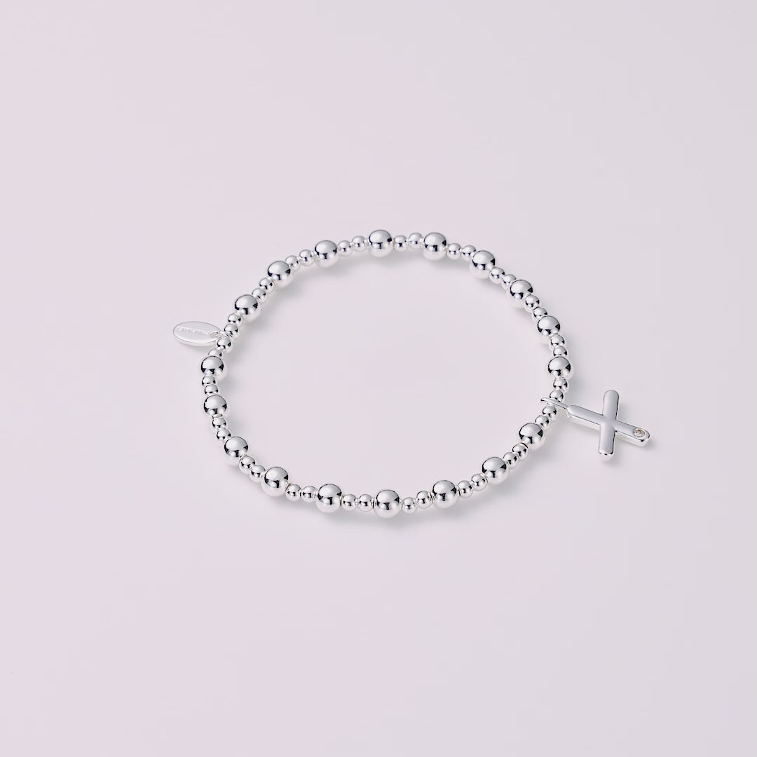 Letter X Initial Stretch Bracelet Created with Zircondia® Crystals