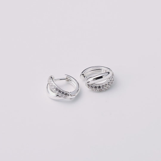 Silver Plated Split Huggie Hoop Earrings Created With Zircondia® Crystals