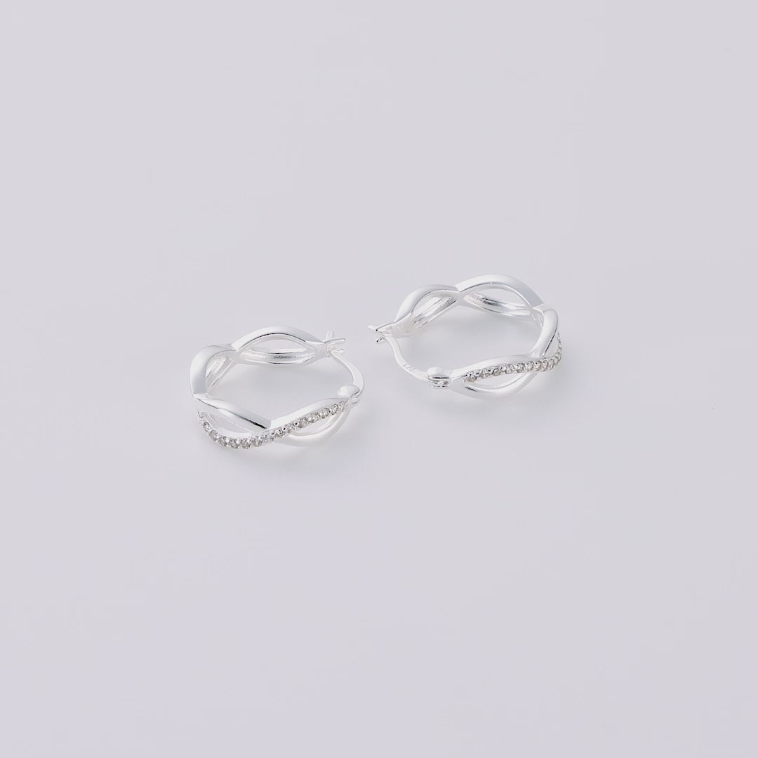 Sterling Silver Infinity Crystal Hoop Earrings Created with Zircondia® Crystals