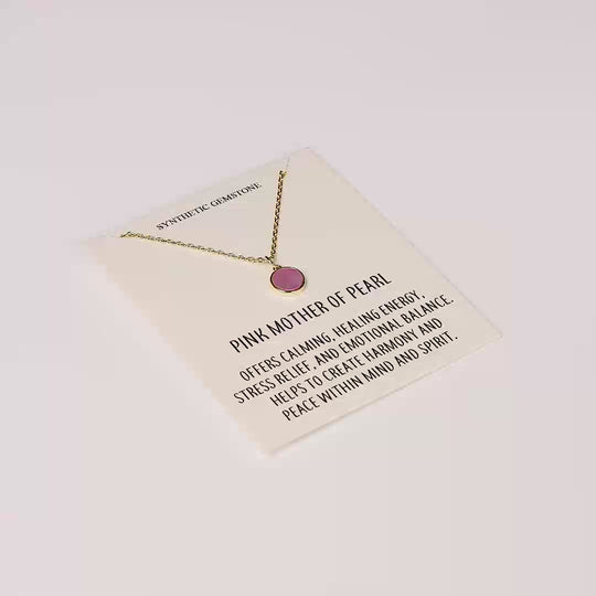 18k Gold Plated Pink Mother of Pearl Necklace with Quote Card