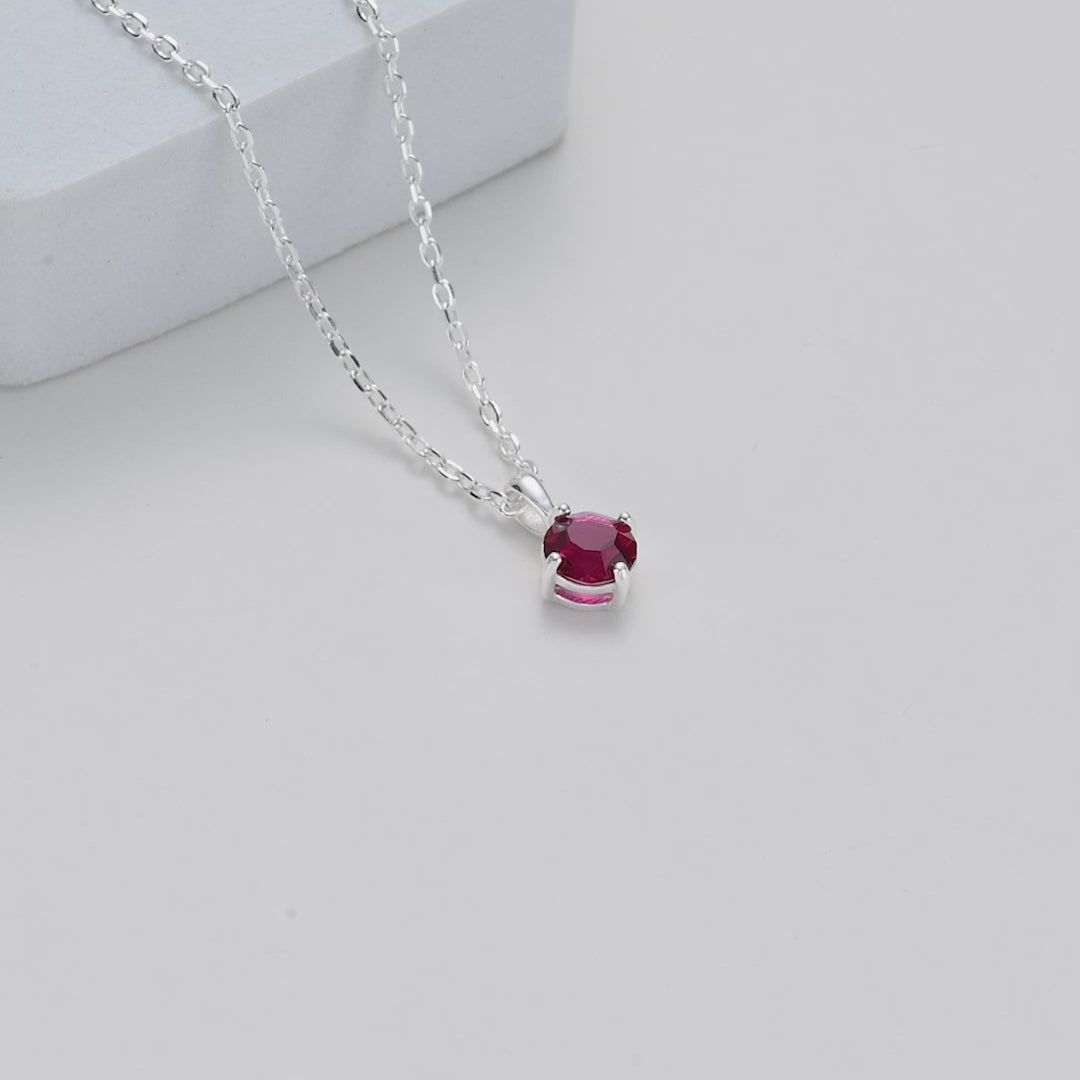 Sterling Silver Red Necklace Created with Zircondia® Crystals Video