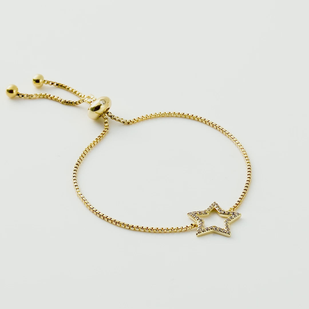 Gold Plated Star Friendship Bracelet Created with Zircondia® Crystals Video