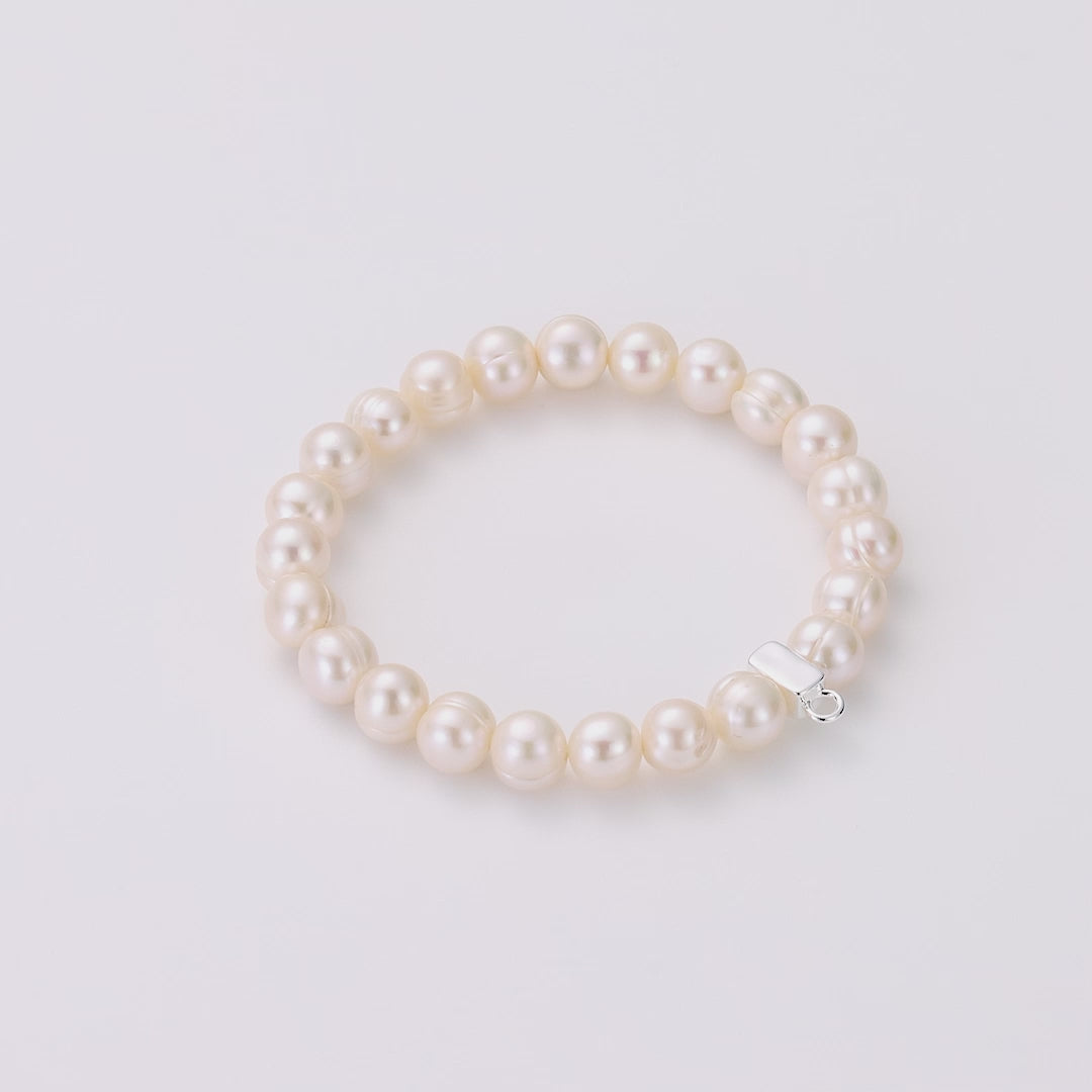 Freshwater Baroque Pearl Stretch Bracelet with Charm Created with Zircondia® Crystals