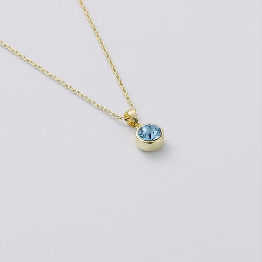 18k Gold Plated Light Blue Crystal Necklace Created with Zircondia® Crystals