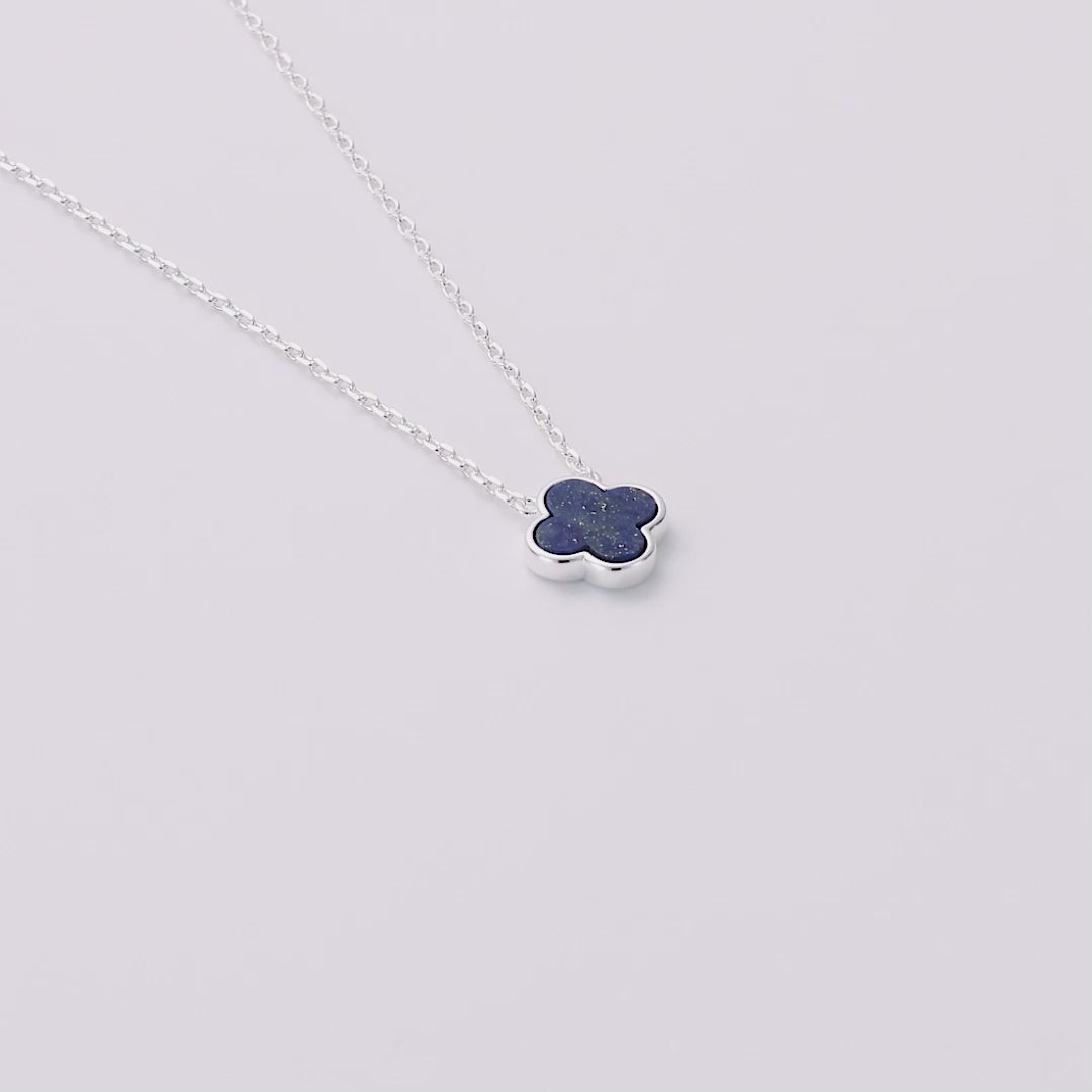 Lapis Gemstone Clover Necklace