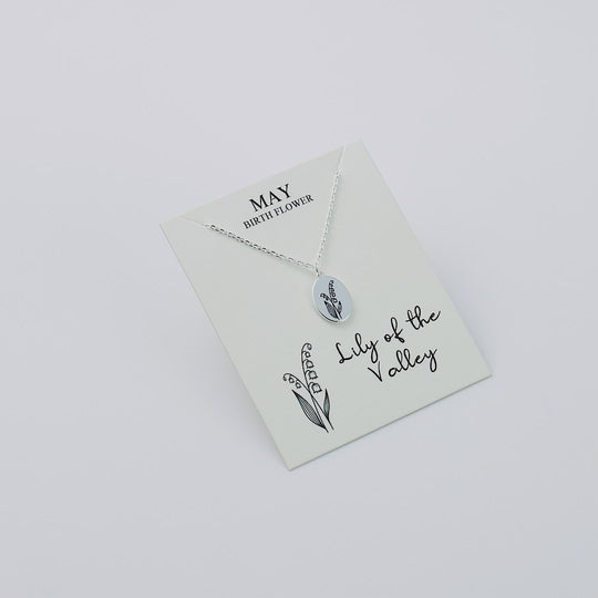 May Birth Flower Lily of the Valley Necklace with Card