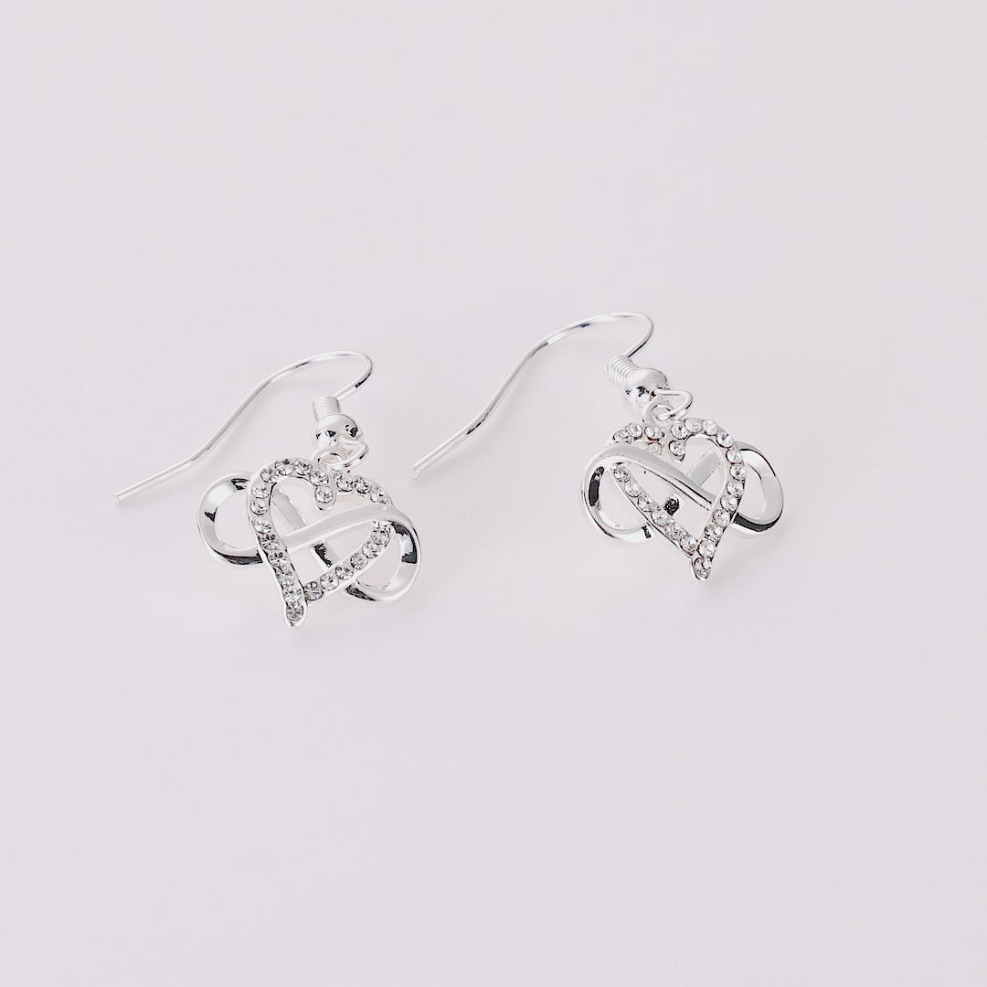 Silver Plated Infinity Heart Drop Earrings Created with Zircondia® Crystals