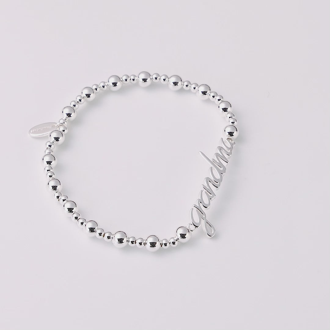 Silver Plated Grandma Beaded Stretch Bracelet