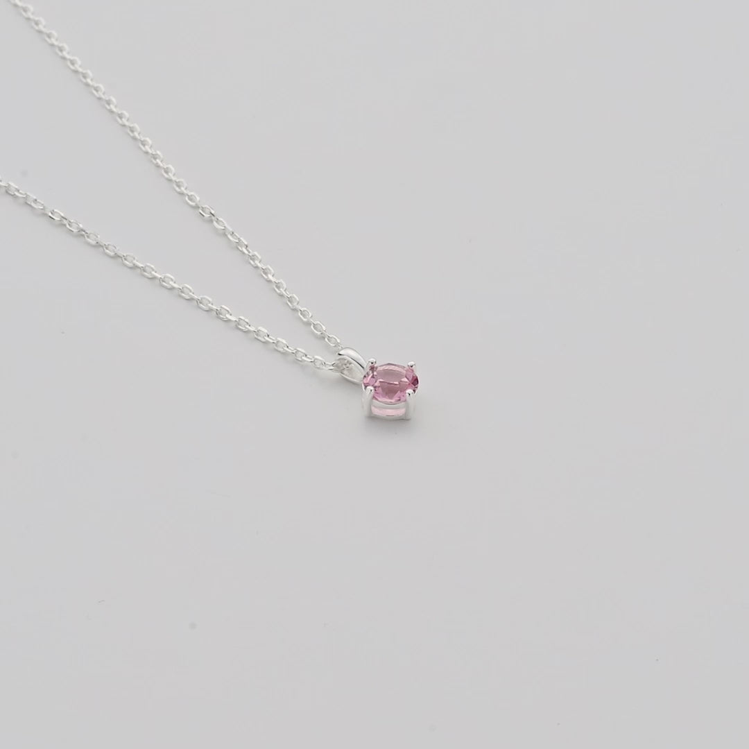 Sterling Silver October (Tourmaline) Birthstone Necklace Created with Zircondia® Crystals Video