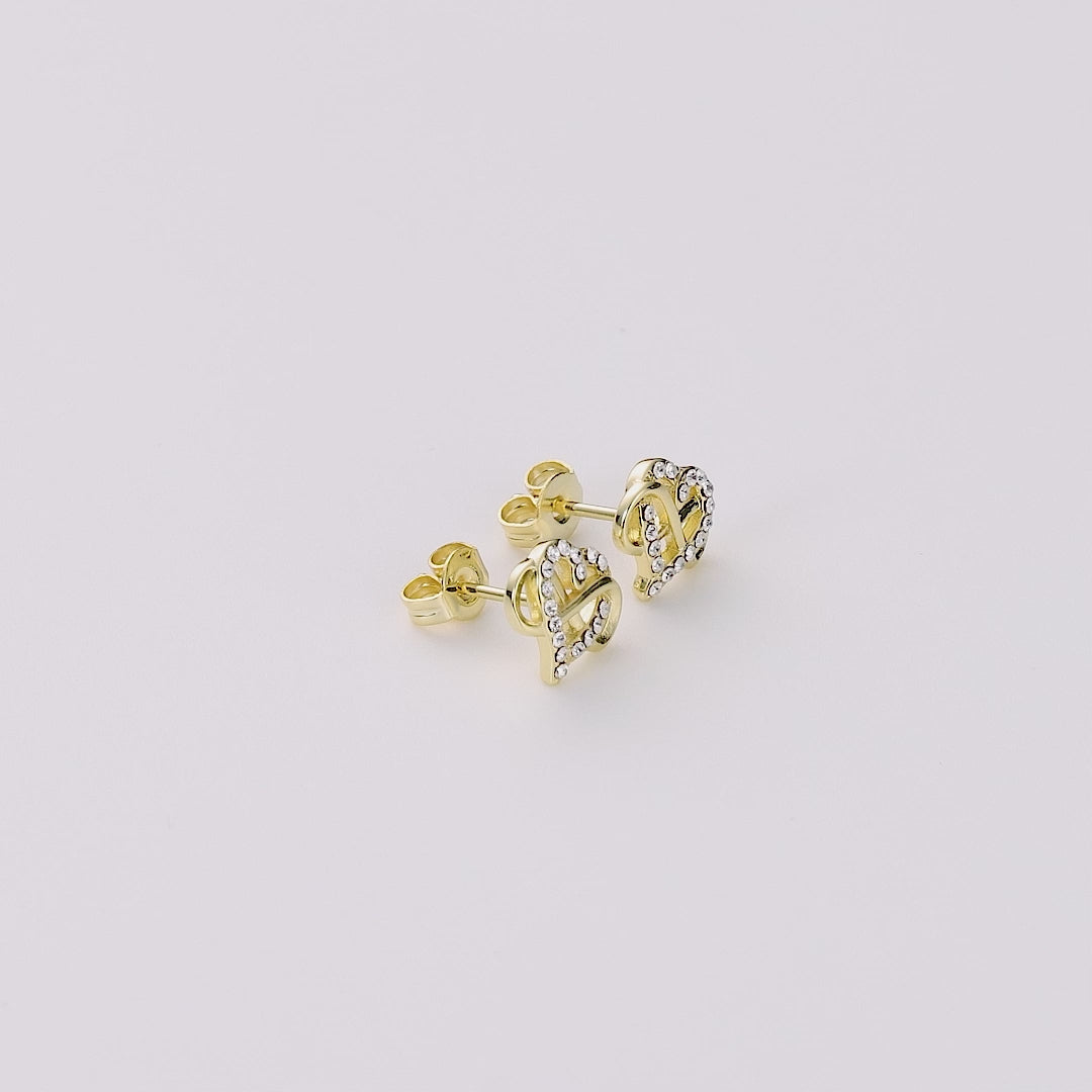 Gold Plated Infinity Heart Stud Earrings Created with Zircondia® Crystals