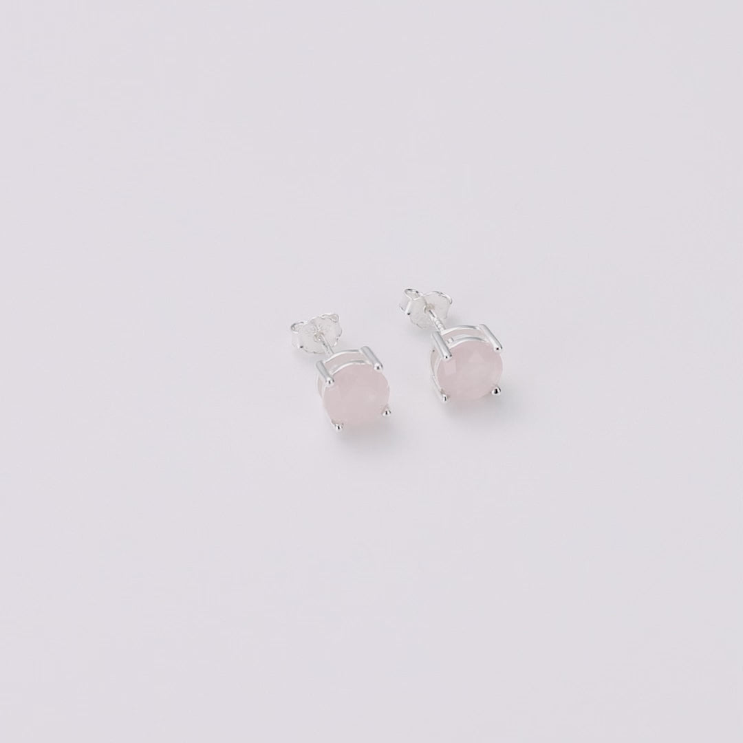 Sterling Silver Rose Quartz Gemstone Earrings