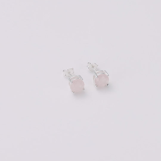 Sterling Silver Rose Quartz Gemstone Earrings