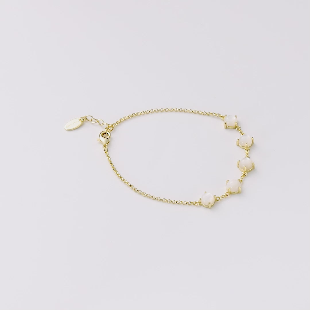 18k Gold Plated Mother of Pearl Gemstone Bracelet