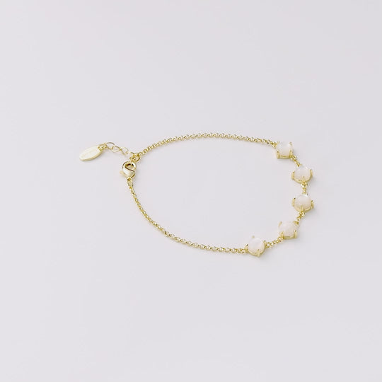 18k Gold Plated Mother of Pearl Gemstone Bracelet