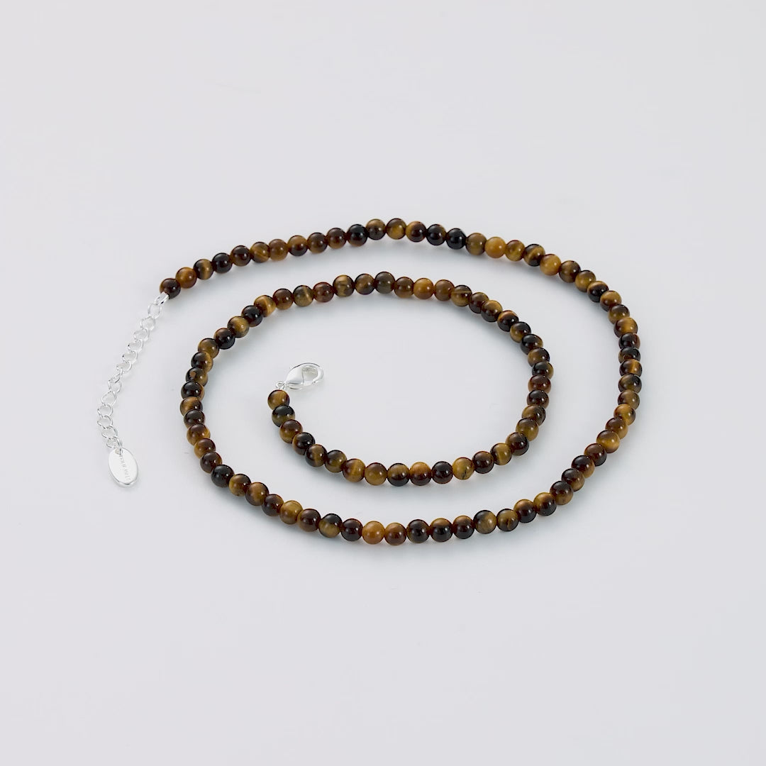 Tigers Eye Mini Beaded Gemstone Necklace