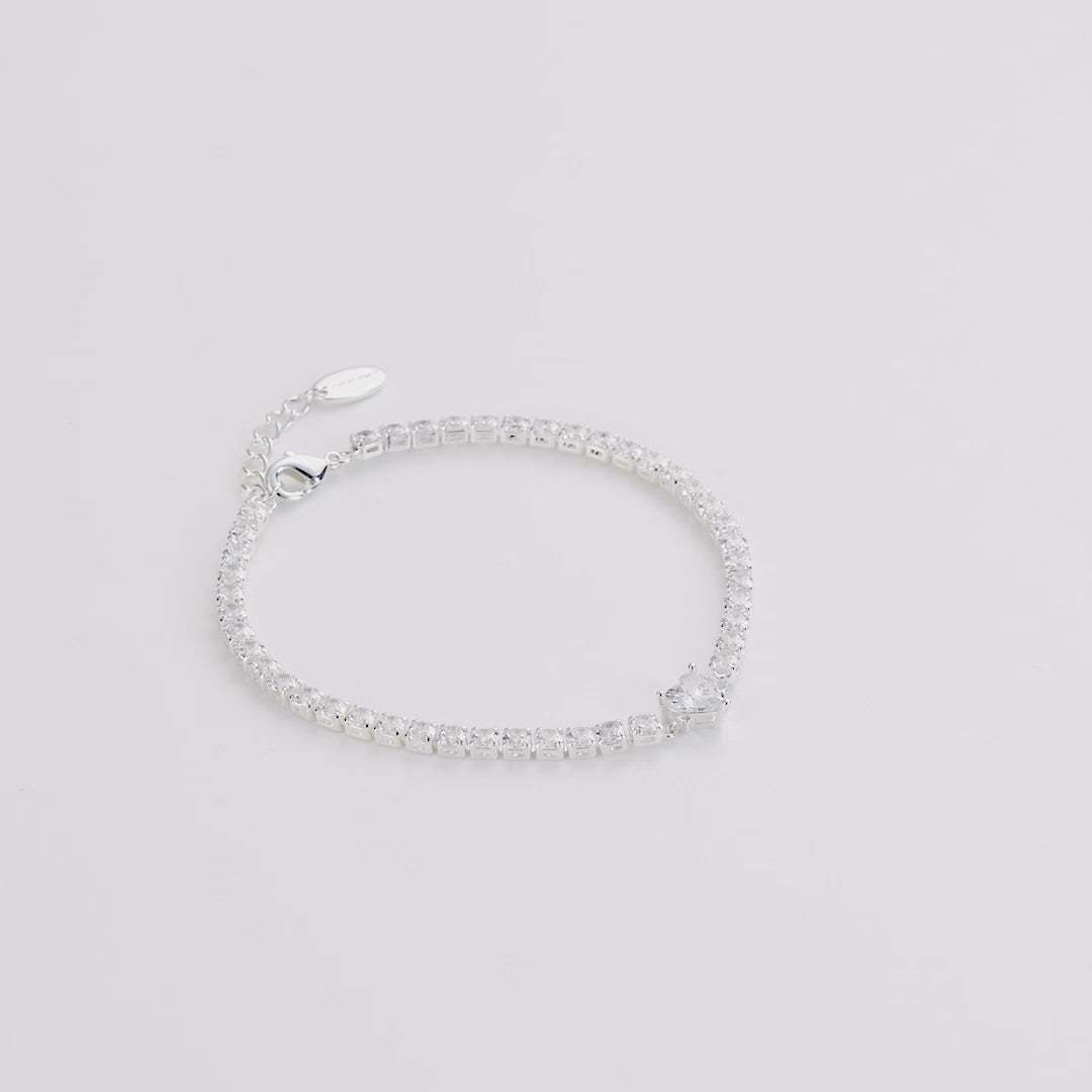 Heart Solitaire Tennis Bracelet Created with Zircondia® Crystals