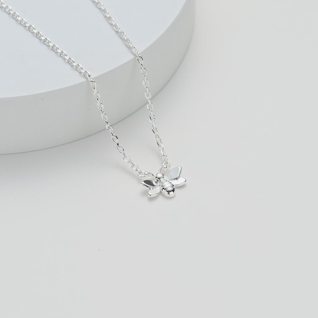 Silver Plated Bumble Bee Necklace Video