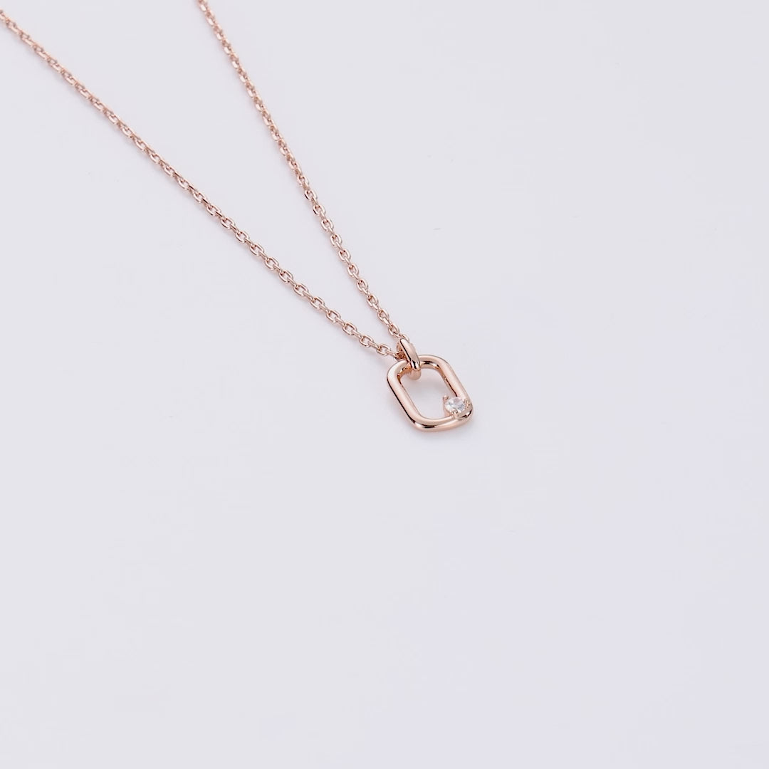 Rose Gold Plated Paperclip Necklace Created with Zircondia® Crystals