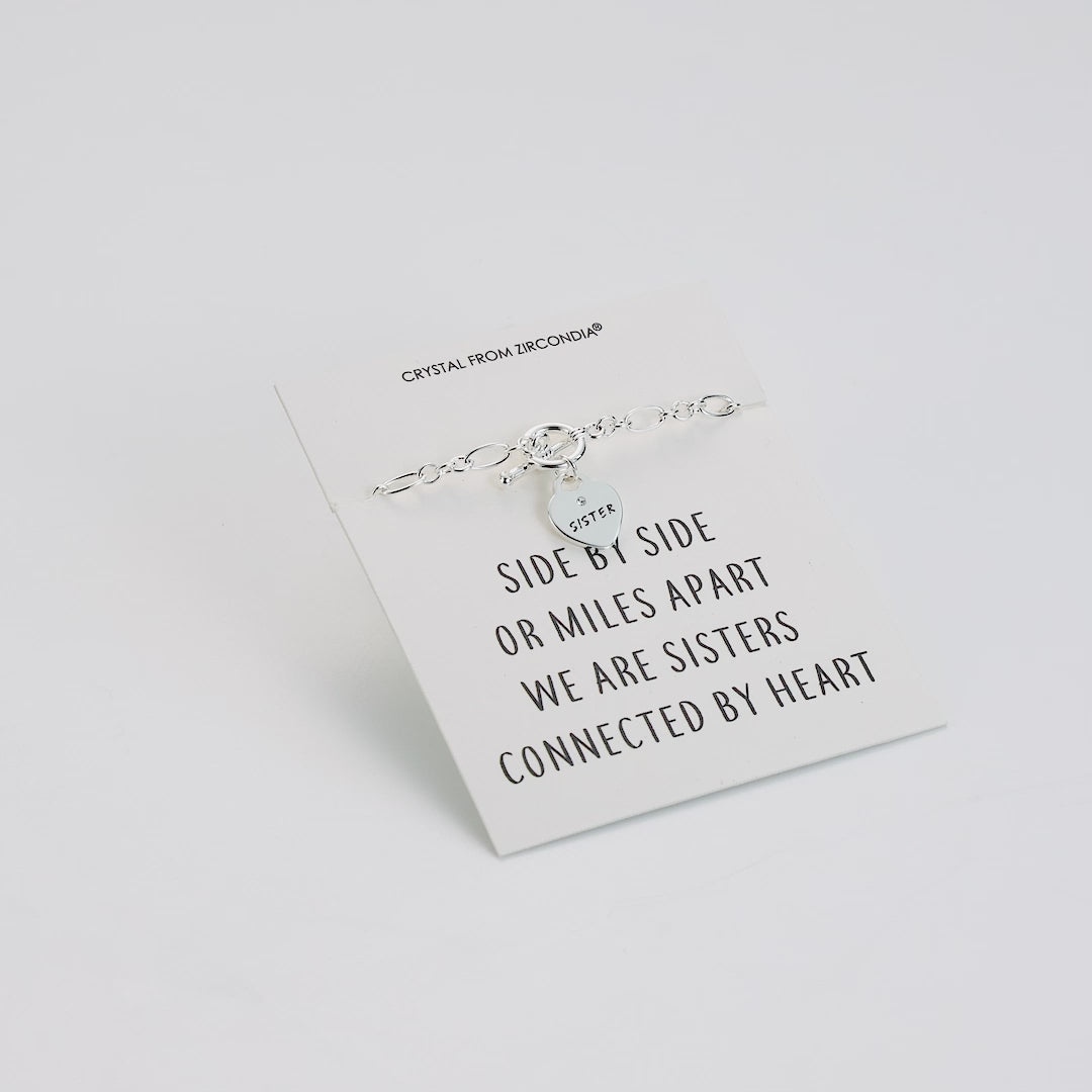 Sister Charm Bracelet with Quote Card Created with Zircondia® Crystals