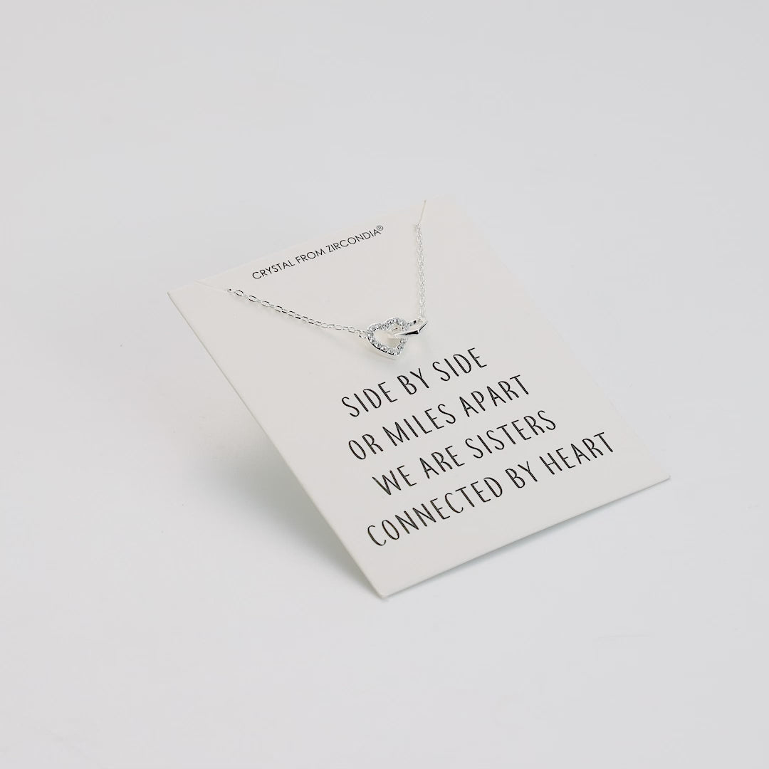 Sister Heart Link Necklace with Quote Card Created with Zircondia® Crystals