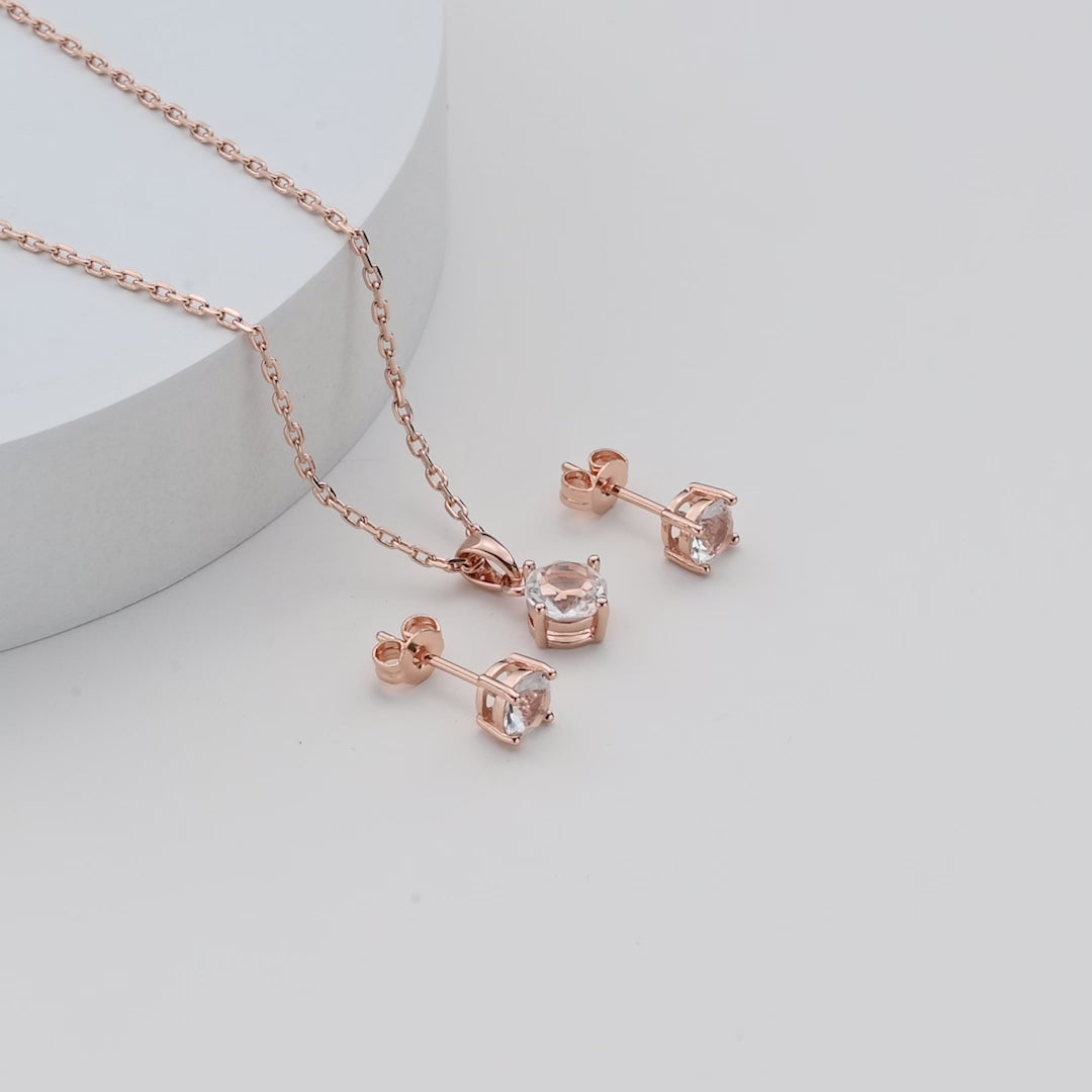 Rose Gold Plated Round Solitaire Set Created with Zircondia® Crystals Video