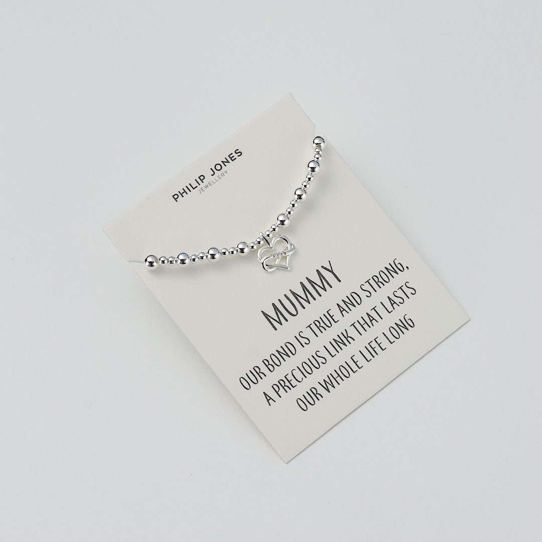 Mummy Infinity Heart Beaded Stretch Bracelet with Quote Card