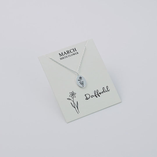 March Birth Flower Daffodil Necklace with Card