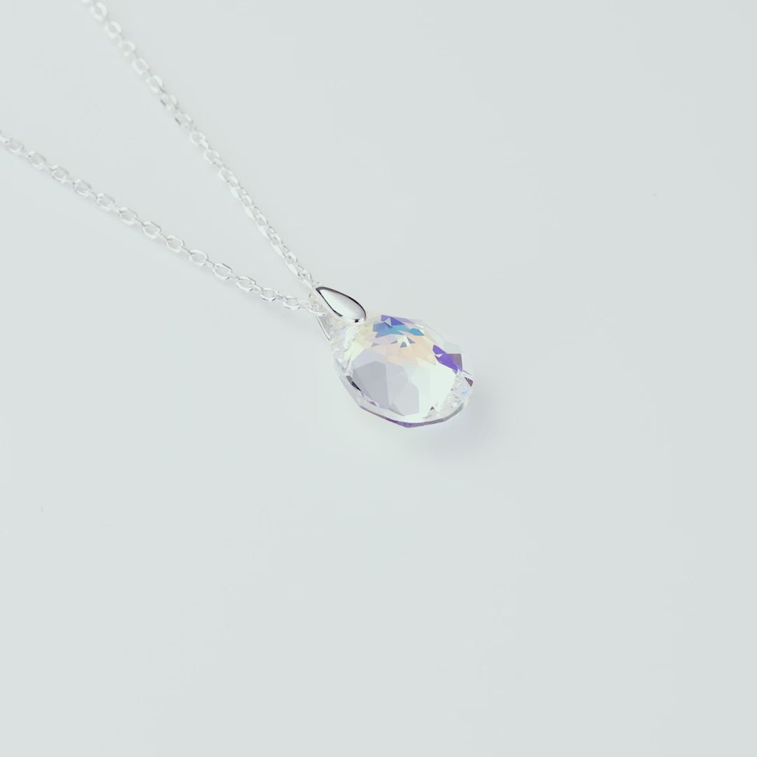 Sterling Silver Aurora Borealis Necklace Created with Zircondia® Crystals