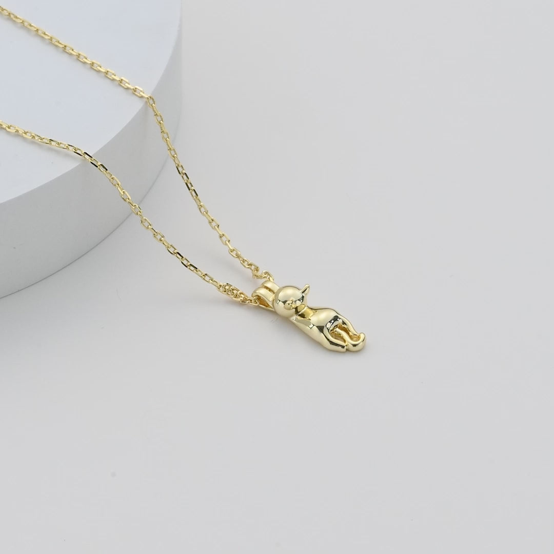 Gold Plated Cat Necklace Video