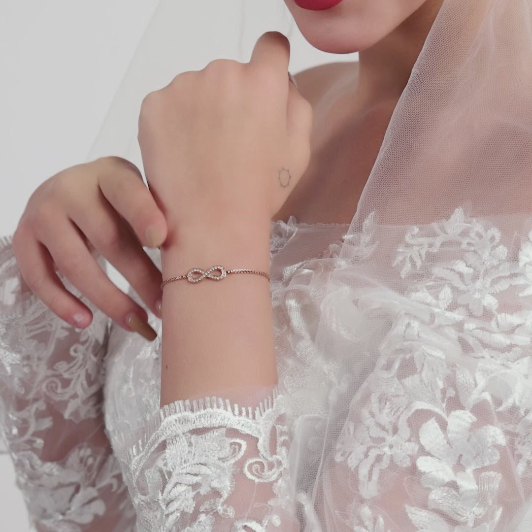 Rose Gold Plated I Couldn't Say I Do Without You Infinity Friendship Bracelet with Zircondia® Crystals