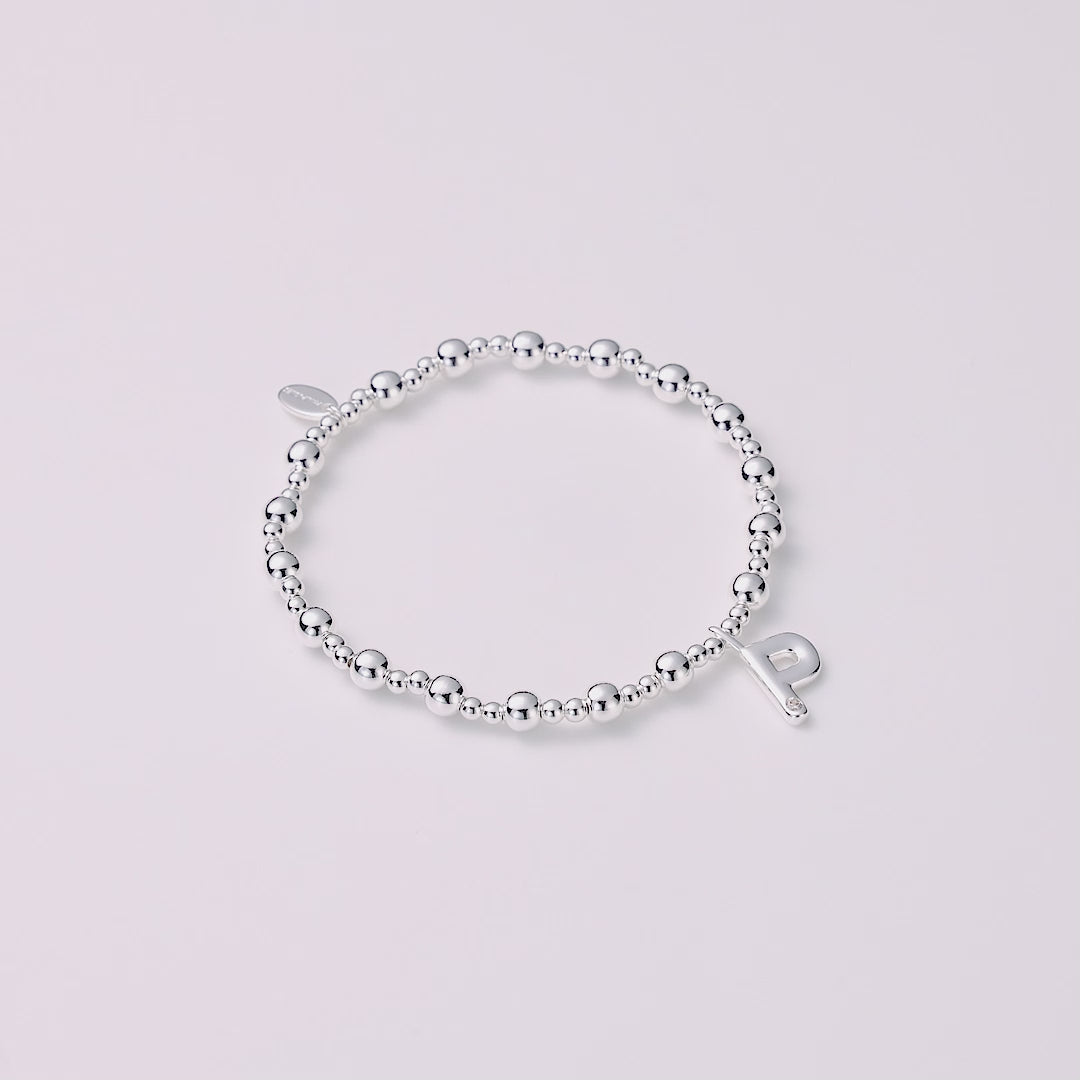 Letter P Initial Stretch Bracelet Created with Zircondia® Crystals