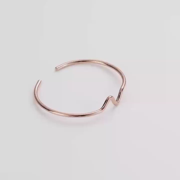 Rose Gold Plated Wave Cuff Bangle